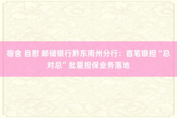 宿舍 自慰 邮储银行黔东南州分行：首笔银担“总对总”批量担保业务落地