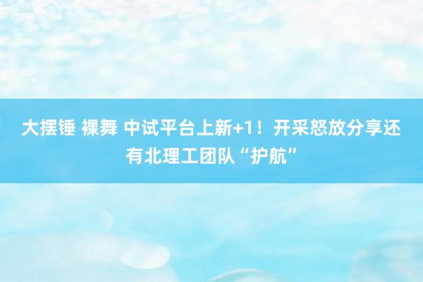 大摆锤 裸舞 中试平台上新+1！开采怒放分享　还有北理工团队“护航”