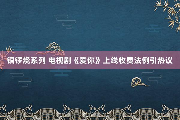 铜锣烧系列 电视剧《爱你》上线收费法例引热议